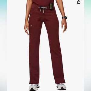 FIGS Kade Cargo Scrub Pants for Women — Classic Fit, Straight Leg Burgundy